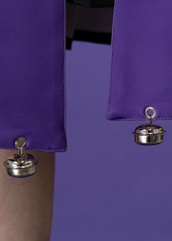  Error Code Cyberpunk Tech Pleated Black Purple Skirt