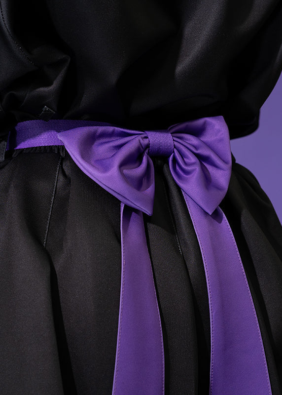  Error Code Cyberpunk Tech Pleated Black Purple Skirt