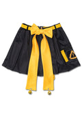  Error Code Cyberpunk Tech Pleated Black Yellow Skirt