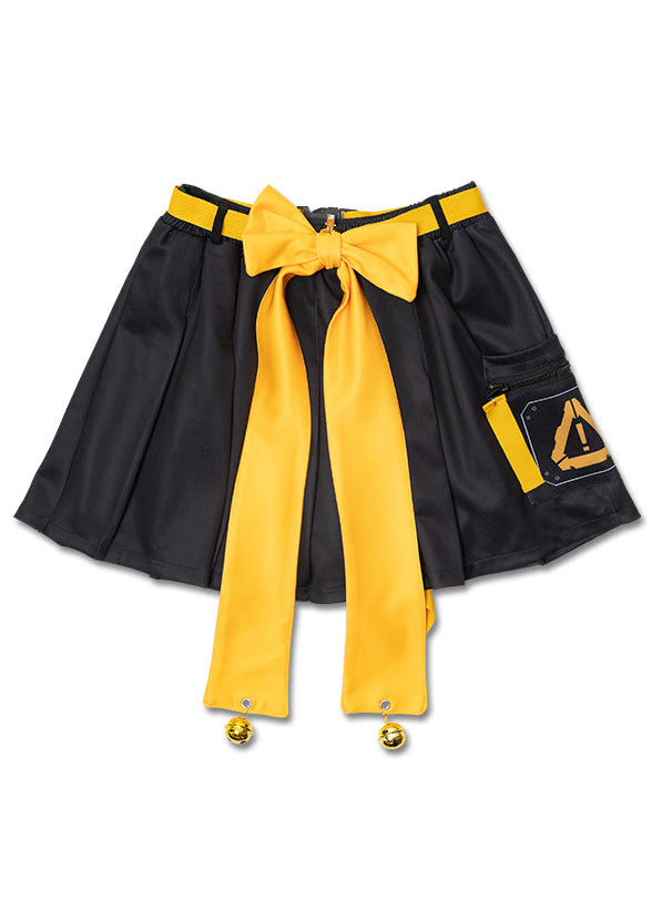  Error Code Cyberpunk Tech Pleated Black Yellow Skirt