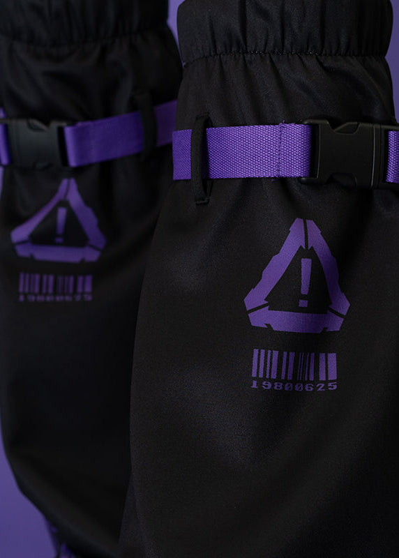  Error Code Cyberpunk Tech Black Purple Leg Warmer