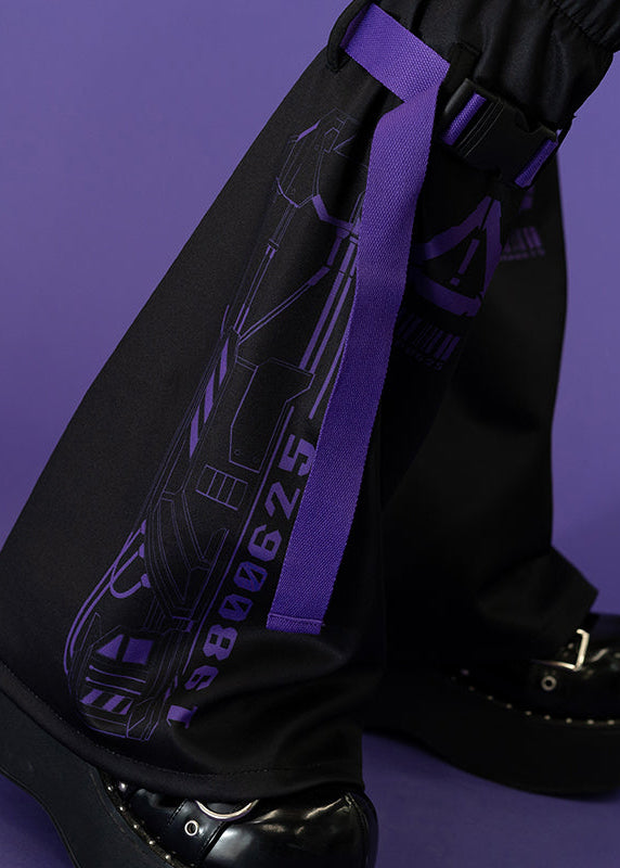  Error Code Cyberpunk Tech Black Purple Leg Warmer