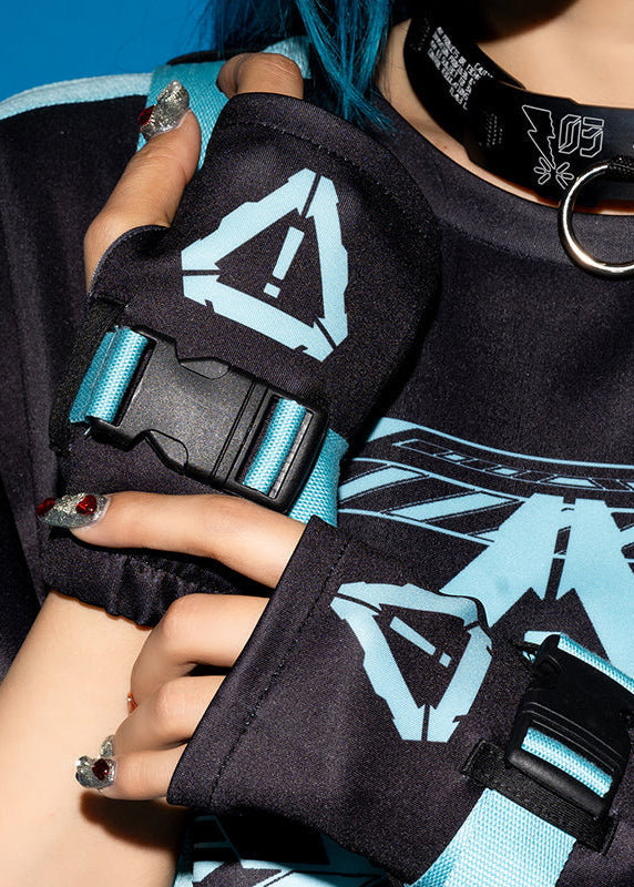  Error Code Cyberpunk Tech Black Blue Arm Warmer