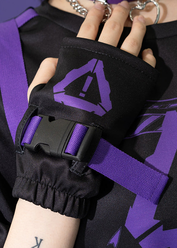  Error Code Cyberpunk Tech Black Purple Arm Warmer