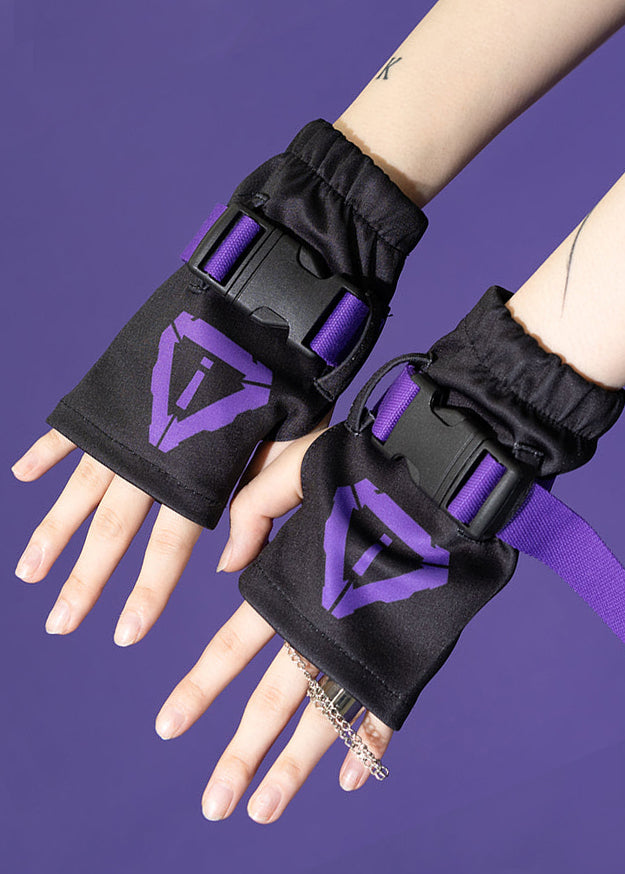  Error Code Cyberpunk Tech Black Purple Arm Warmer