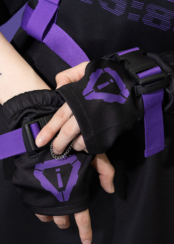  Error Code Cyberpunk Tech Black Purple Arm Warmer