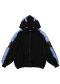  Love Punk Lace & Ribbon Oversized Zip Up Hoodie