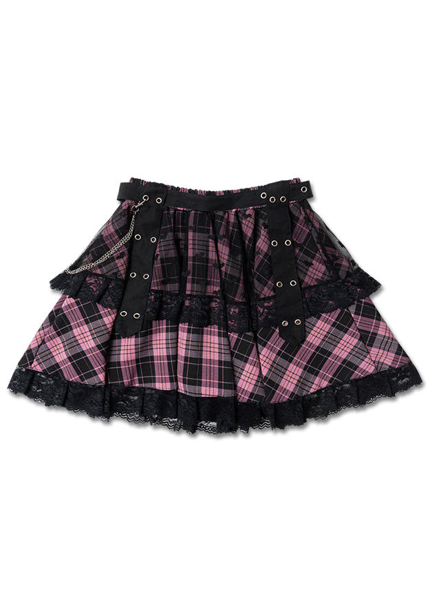  Love Punk Pink Plaid Lolita Mini Skirt