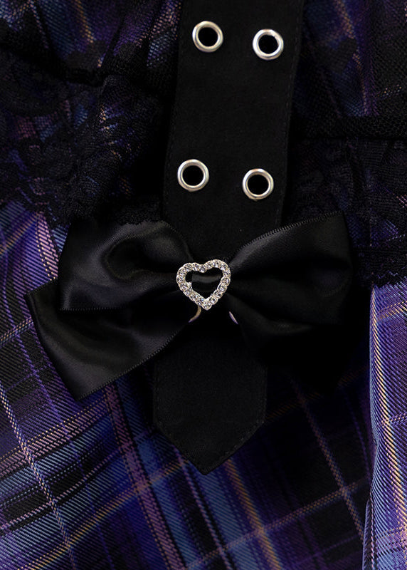  Love Punk Purple Plaid Lolita Mini Skirt