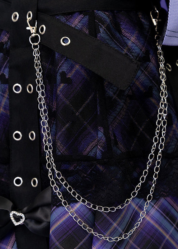  Love Punk Purple Plaid Lolita Mini Skirt