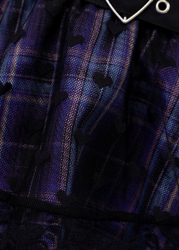  Love Punk Purple Plaid Lolita Mini Skirt
