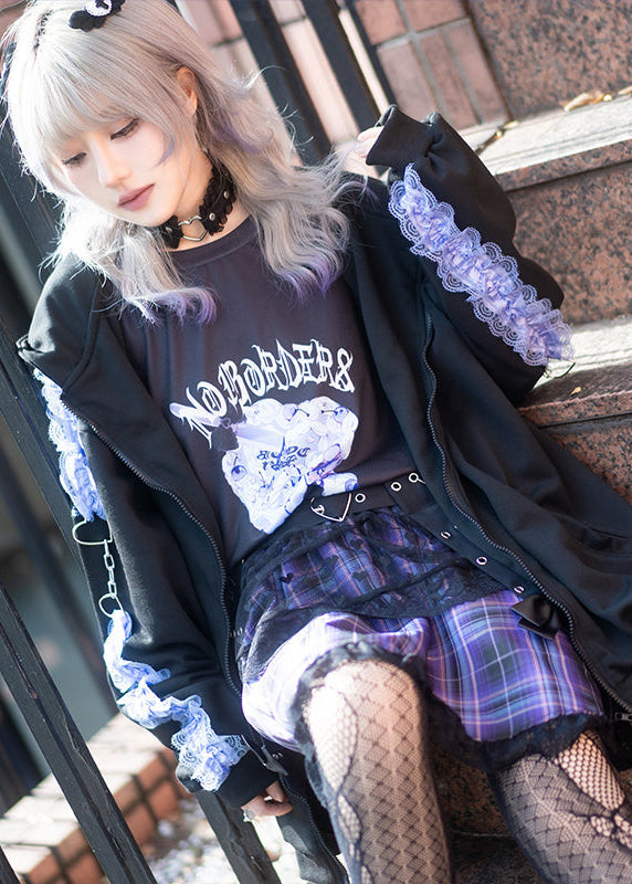  Love Punk Purple Plaid Lolita Mini Skirt