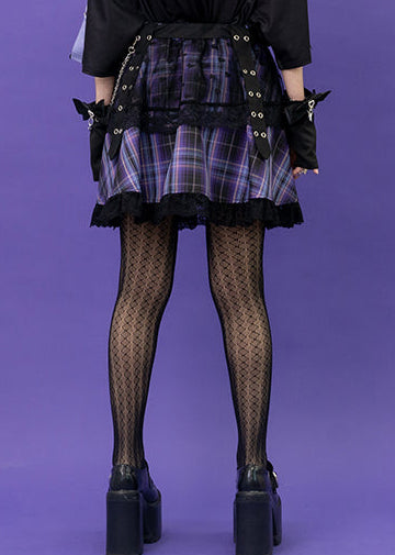  Love Punk Purple Plaid Lolita Mini Skirt