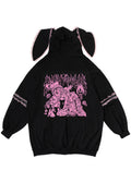  Bunny Dolls Punky Bunny Usamimi Black Pink Oversized Zip Hoodie