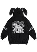  Bunny Dolls Punky Bunny Usamimi Black White Oversized Zip Hoodie