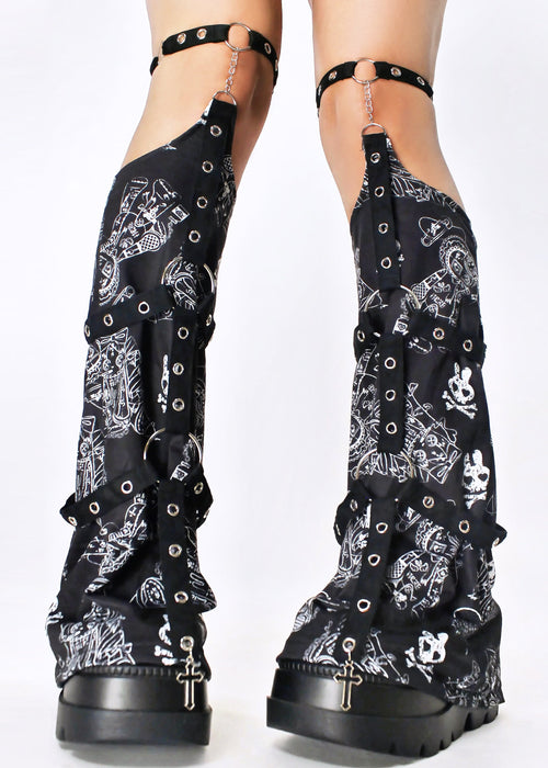  Bunny Dolls Punky Bunny Bondage Black White Leg Warmer