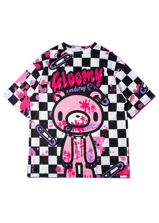  Gloomy Bear Checkered Gloomy Oversized Tee
