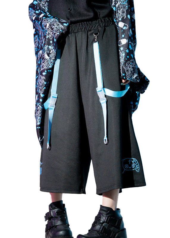  Mill & Nero Blood Nero Jersey Black Blue Crop Pants