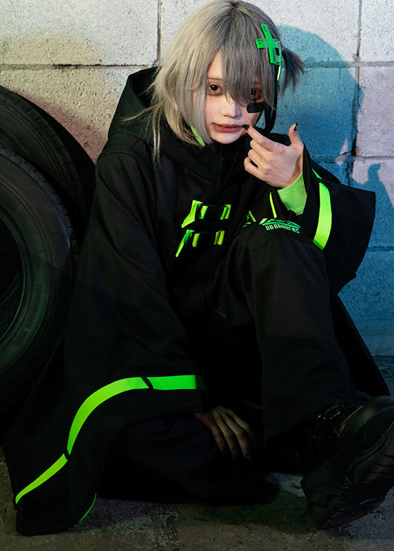  Uzurai Cyberpunk Tech Kimono Black Green Jacket