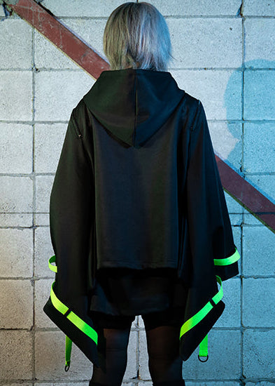  Uzurai Cyberpunk Tech Kimono Black Green Jacket