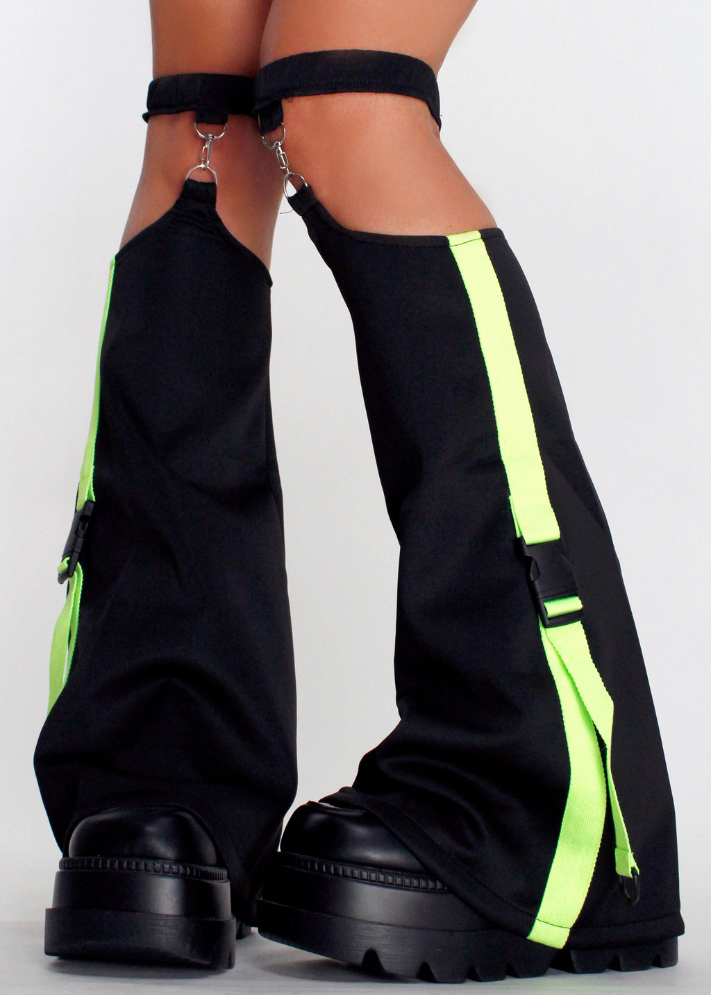  Uzurai Cyberpunk Tech Black Green Leg Warmer