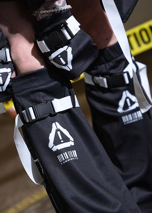  Error Code Cyberpunk Tech Black White Leg Warmer