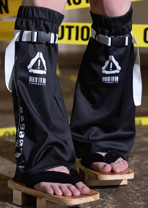  Error Code Cyberpunk Tech Black White Leg Warmer