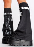  Error Code Cyberpunk Tech Black White Leg Warmer