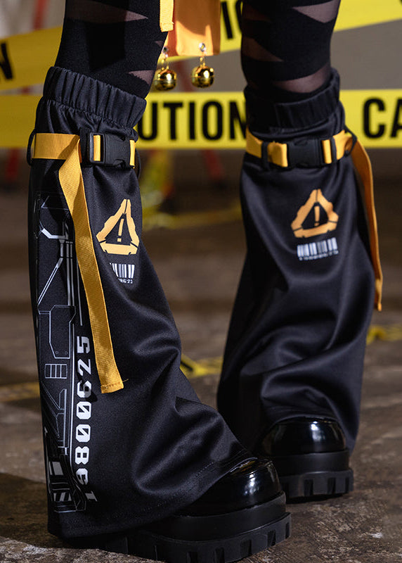  Error Code Cyberpunk Tech Black Yellow Leg Warmer