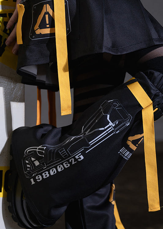  Error Code Cyberpunk Tech Black Yellow Leg Warmer