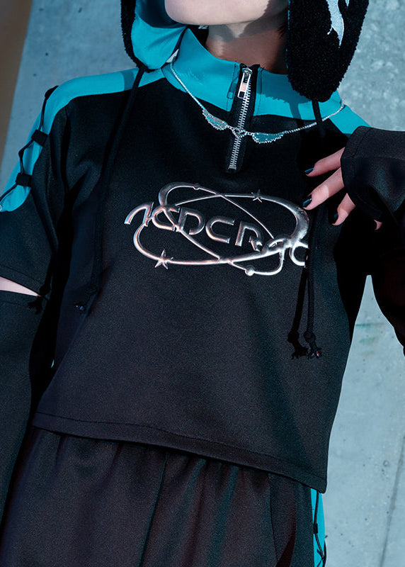  Future Trip Cyberpunk Astral Black Cropped Top