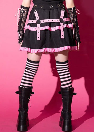  Bunny Dolls Punky Bunny Black Pink Lolita Skirt