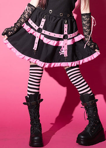 Bunny Dolls Punky Bunny Black Pink Lolita Skirt