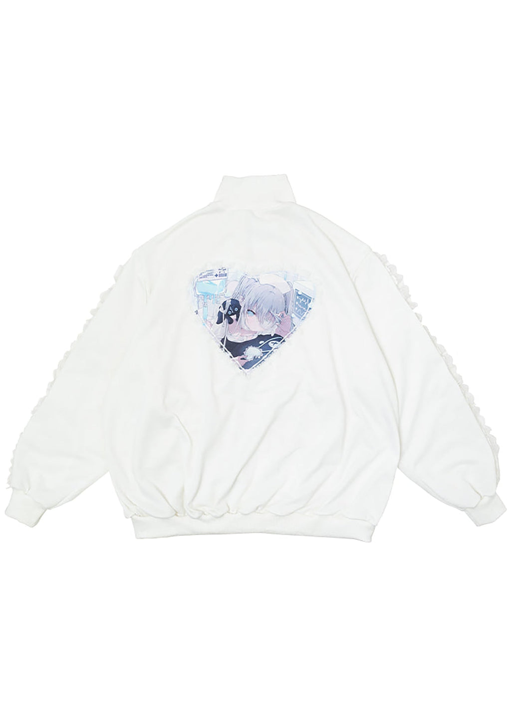  Healing Hearts Oversized Anime Zip Up Jacket In White