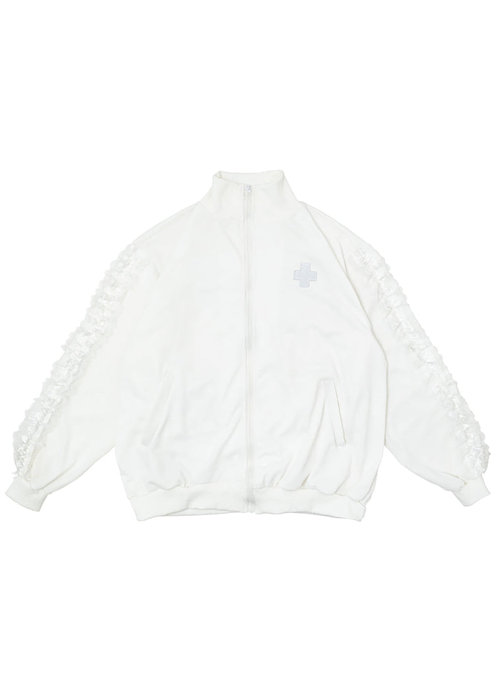  Healing Hearts Oversized Anime Zip Up Jacket In White