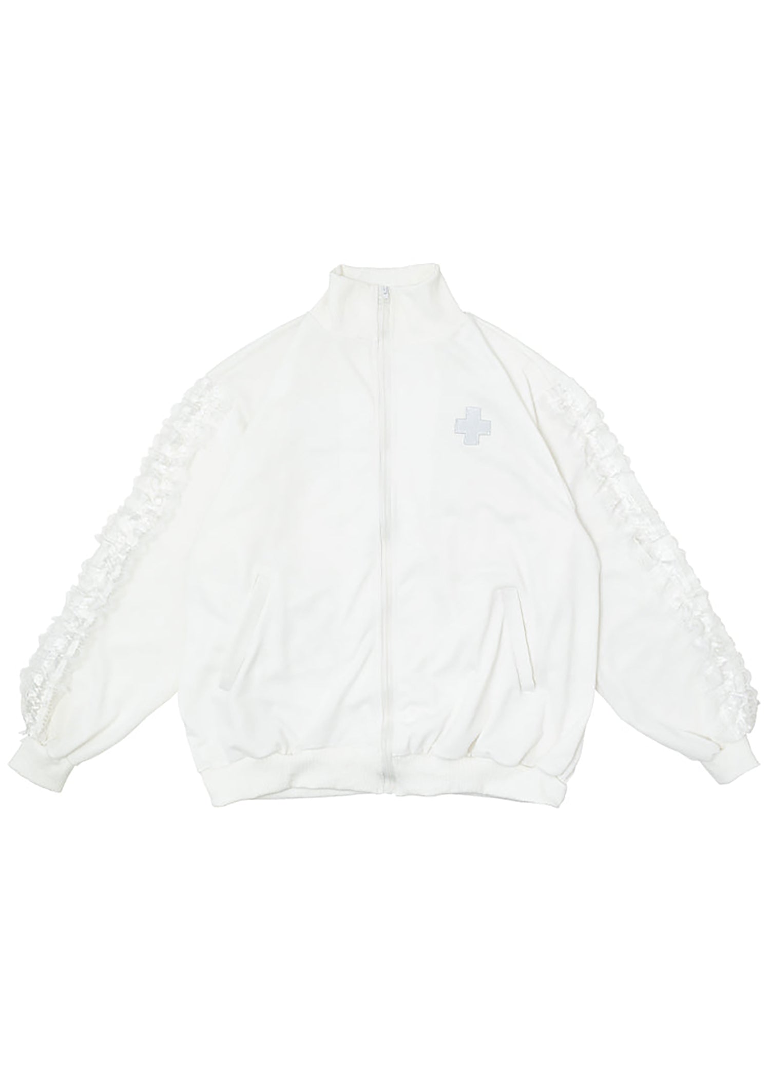  Healing Hearts Oversized Anime Zip Up Jacket In White