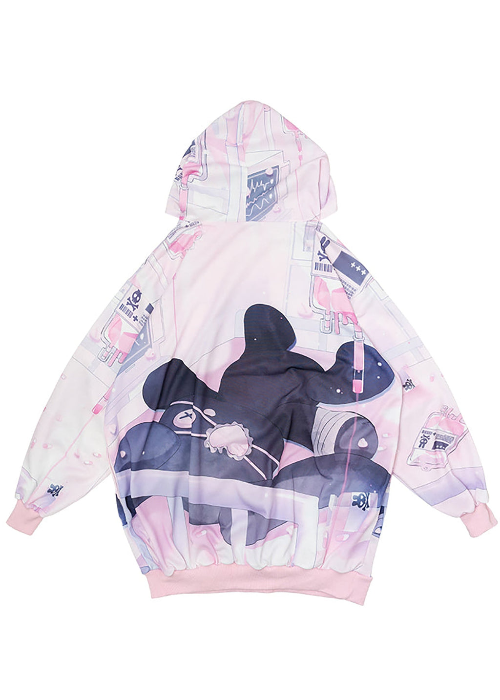  Healing Hearts Oversized Anime Pink Hoodie