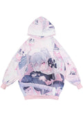  Healing Hearts Oversized Anime Pink Hoodie