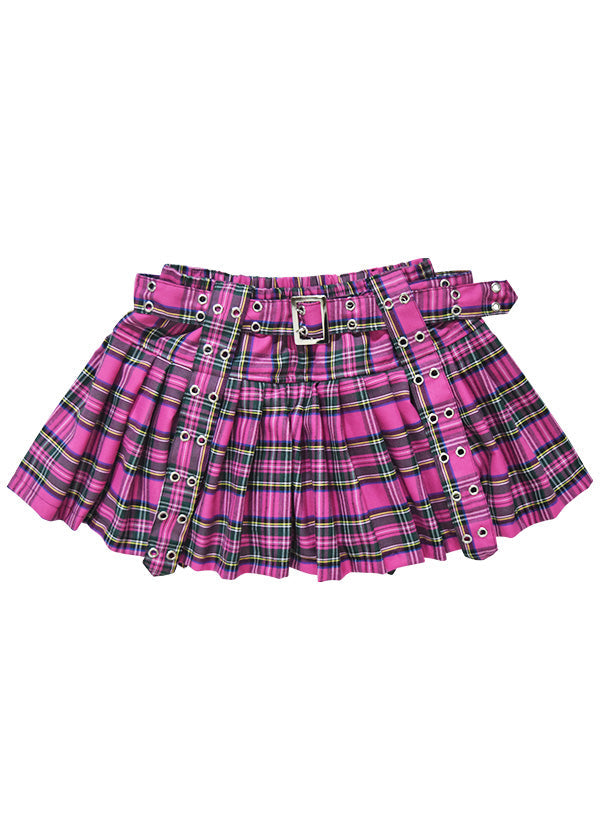 Royal Road Punk Rock Pink Tartan Pleated Skirt