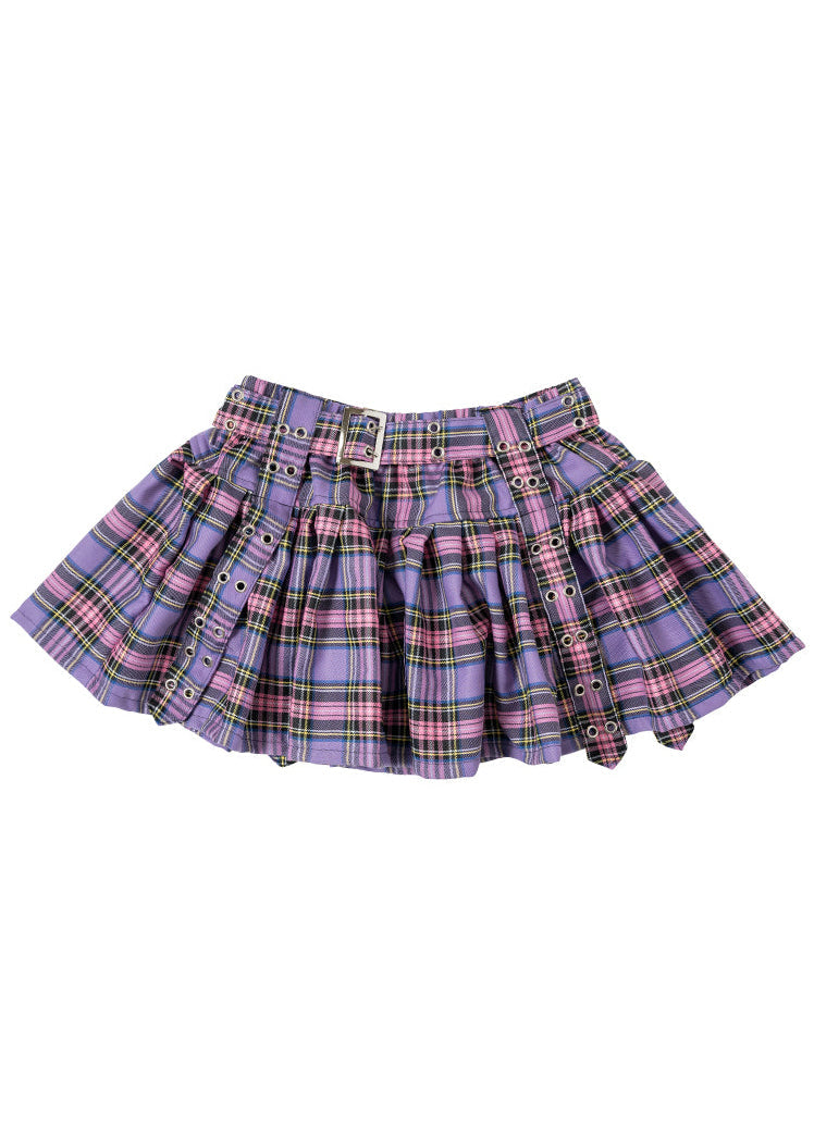  Royal Road Punk Rock Purple Tartan Pleated Skirt