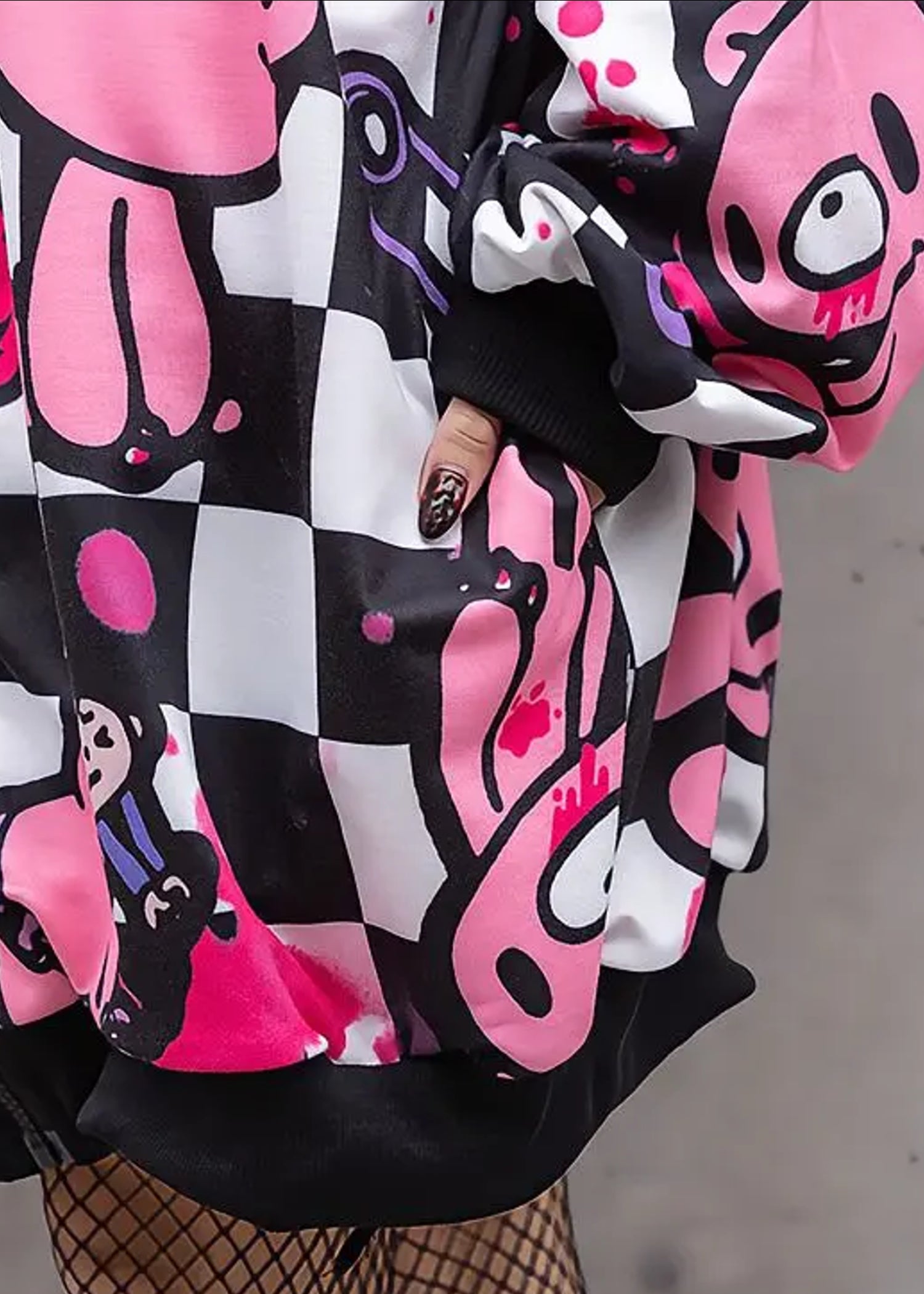 Gloomy Bear Checkered Gloomy Oversized Zip Up Hoodie