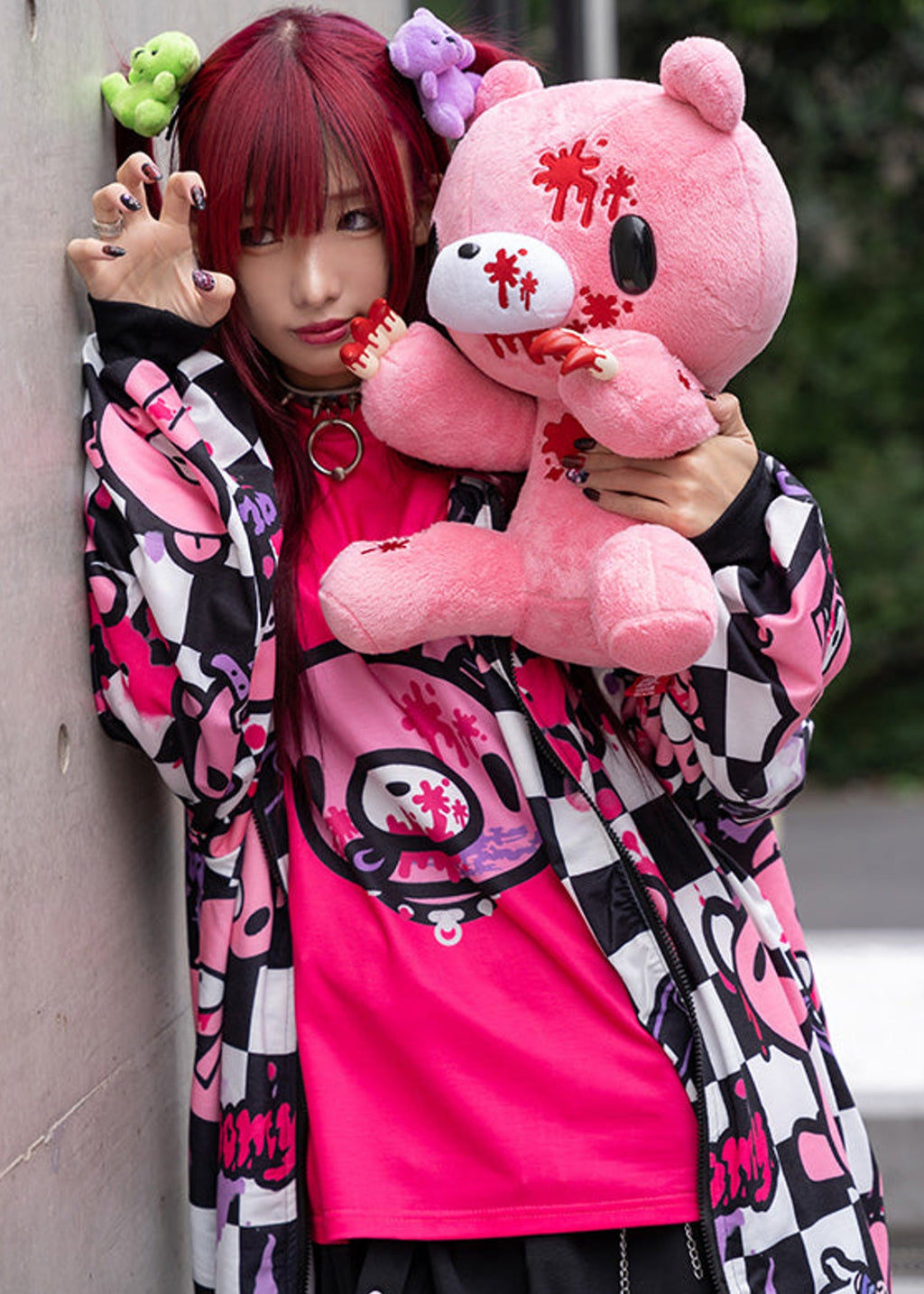  Gloomy Bear Checkered Gloomy Oversized Zip Up Hoodie