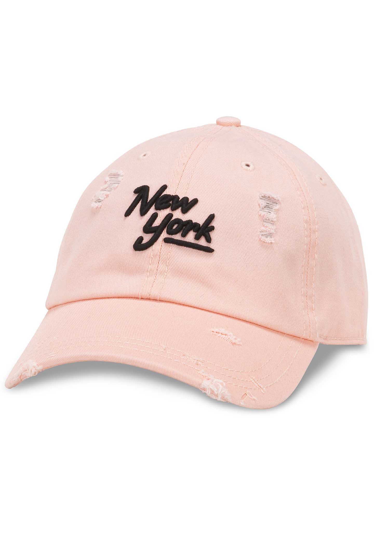 AMERICAN NEEDLE New York Shred Slouch Raglan Hat In Pink