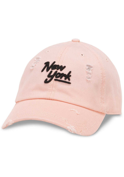 AMERICAN NEEDLE New York Shred Slouch Raglan Hat In Pink