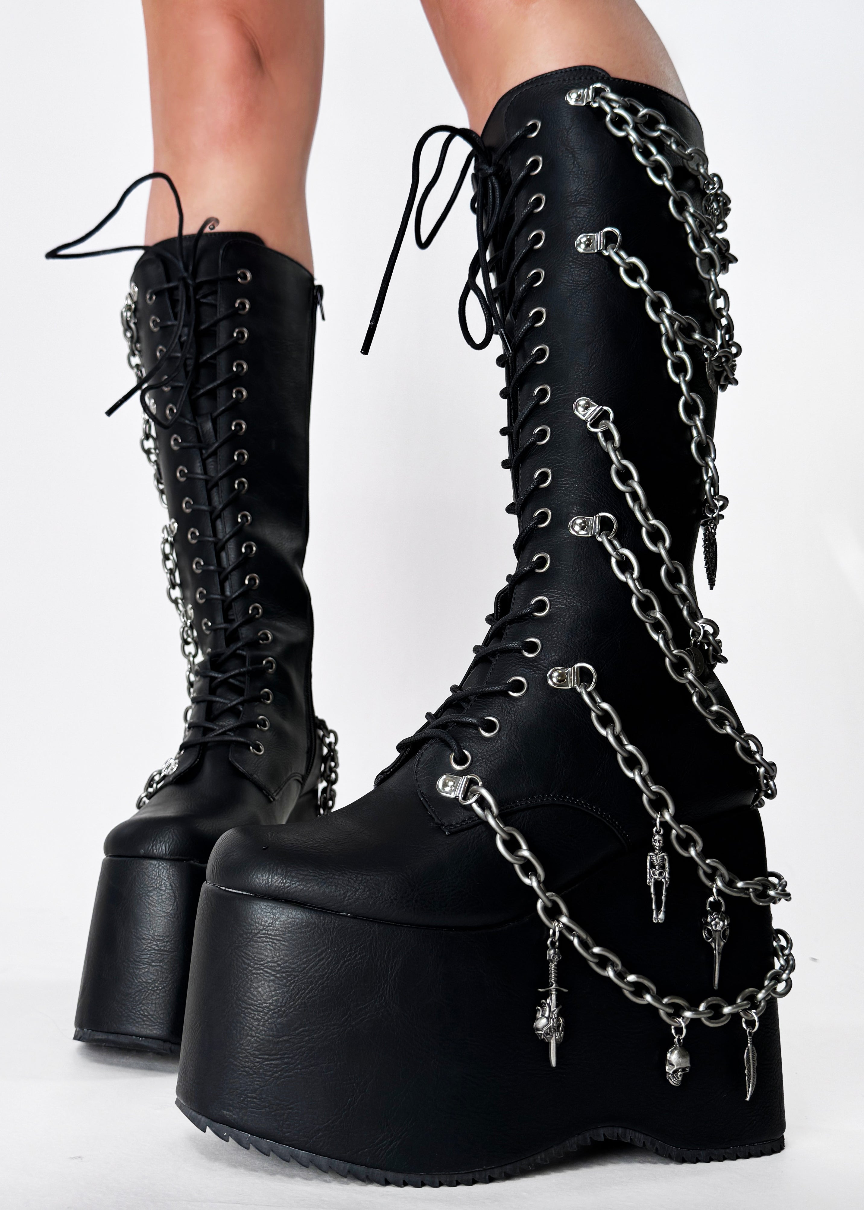  CAMP MIRACLE Goth Black Platform Boots