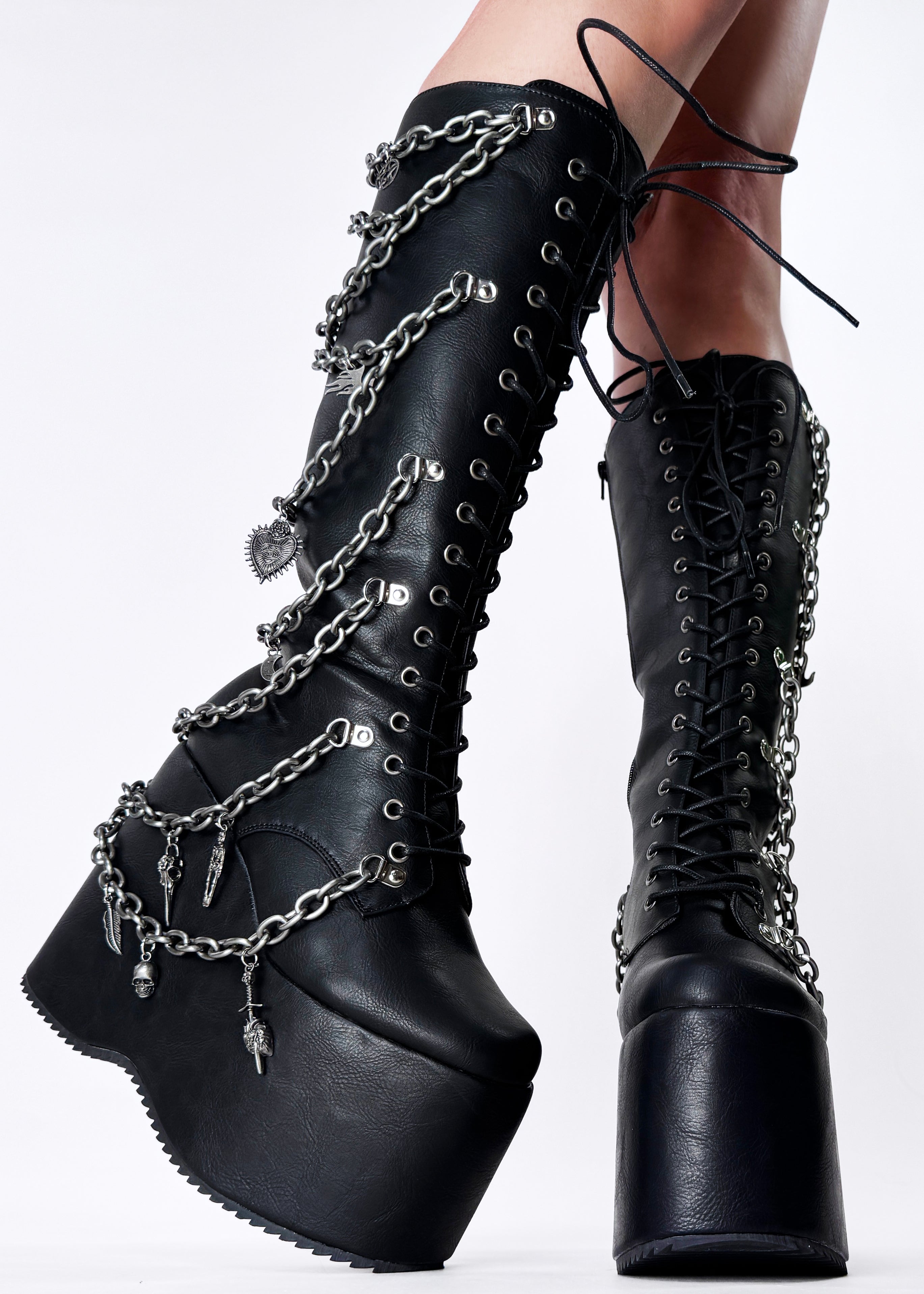  CAMP MIRACLE Goth Black Platform Boots