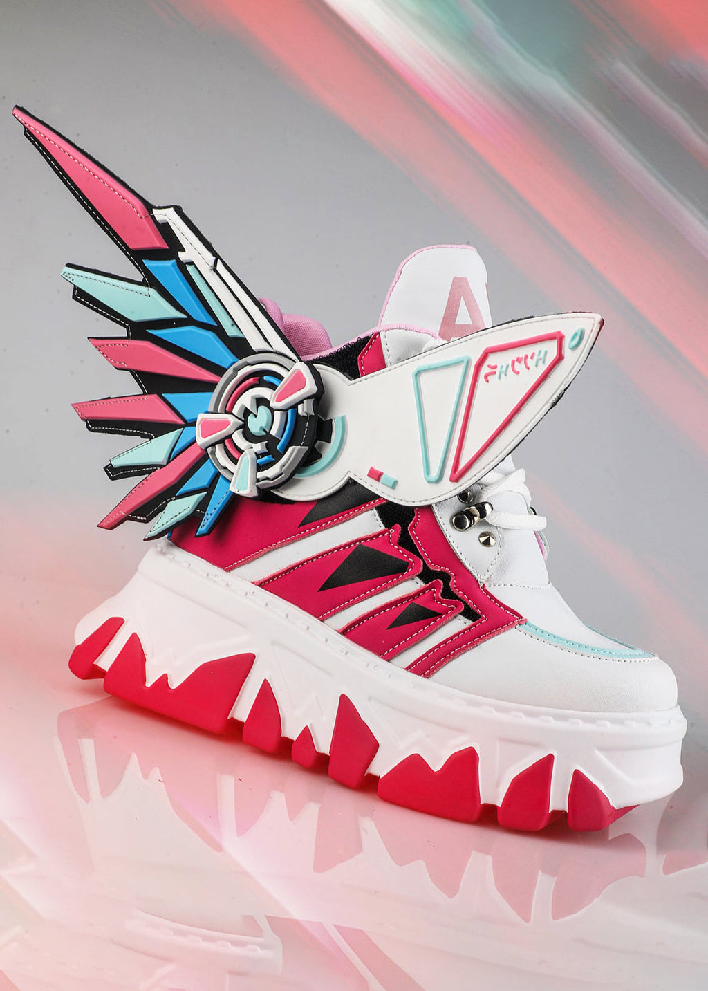  CYBER ANGEL Mech Pink Platform Sneakers
