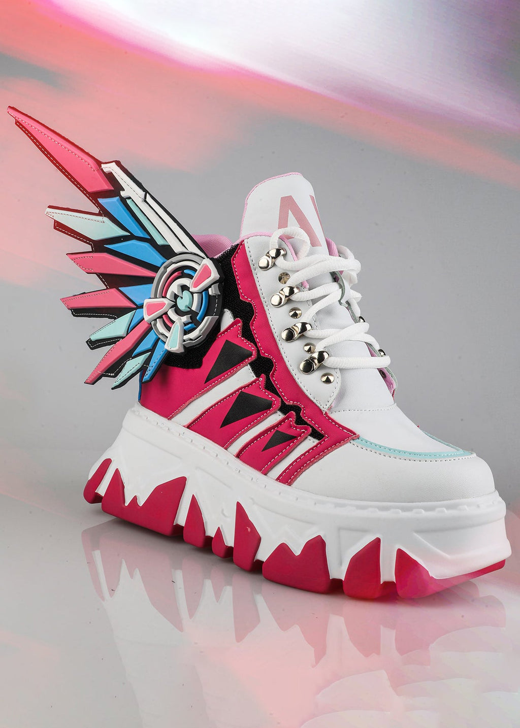  CYBER ANGEL Mech Pink Platform Sneakers