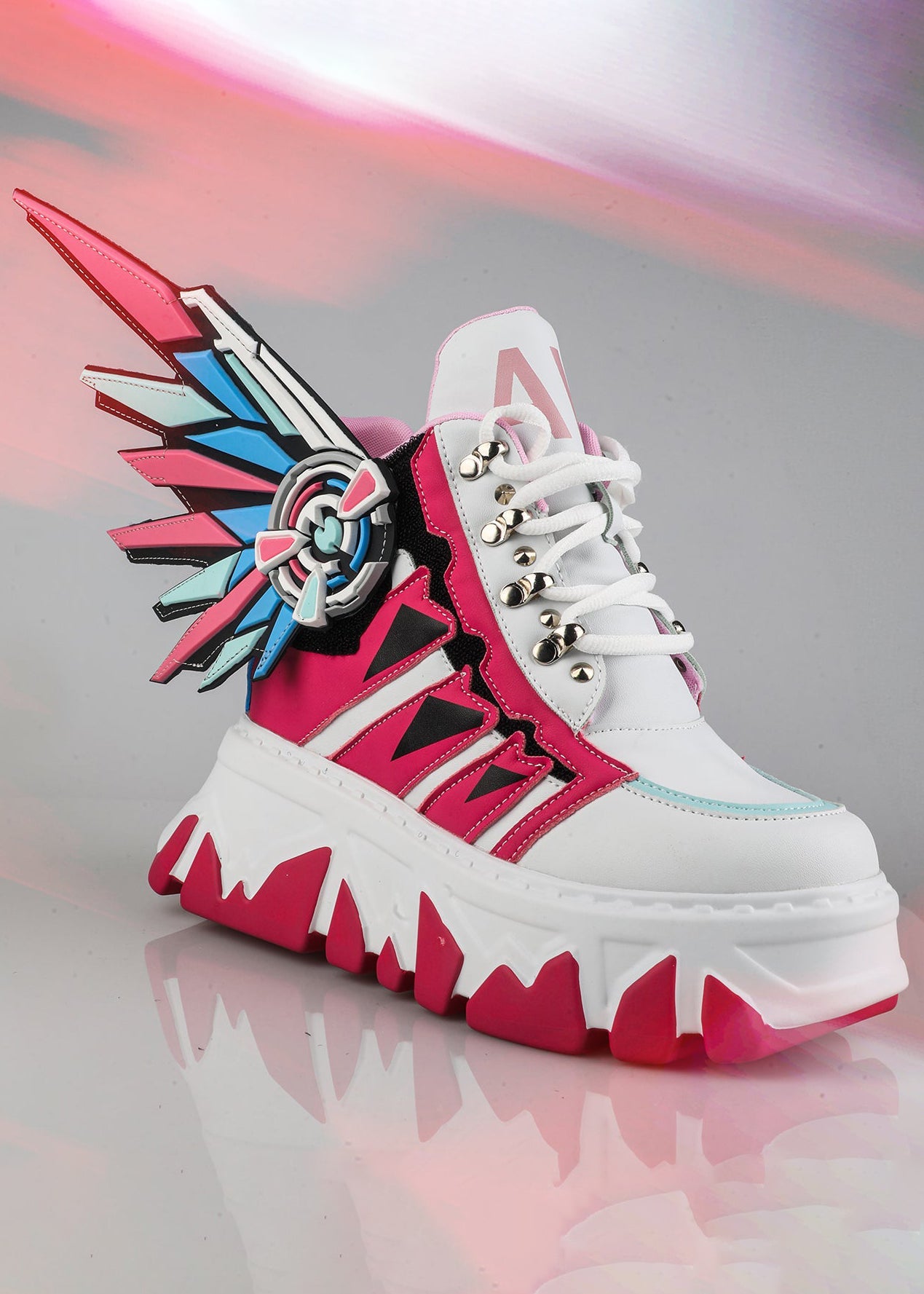  CYBER ANGEL Mech Pink Platform Sneakers