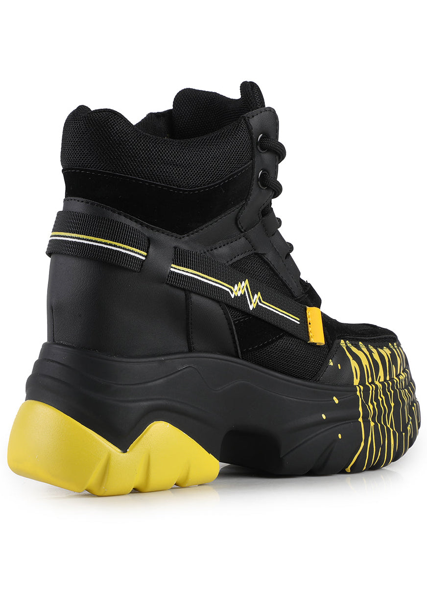  DATE 01 Electric Pulse Black Platform Sneakers